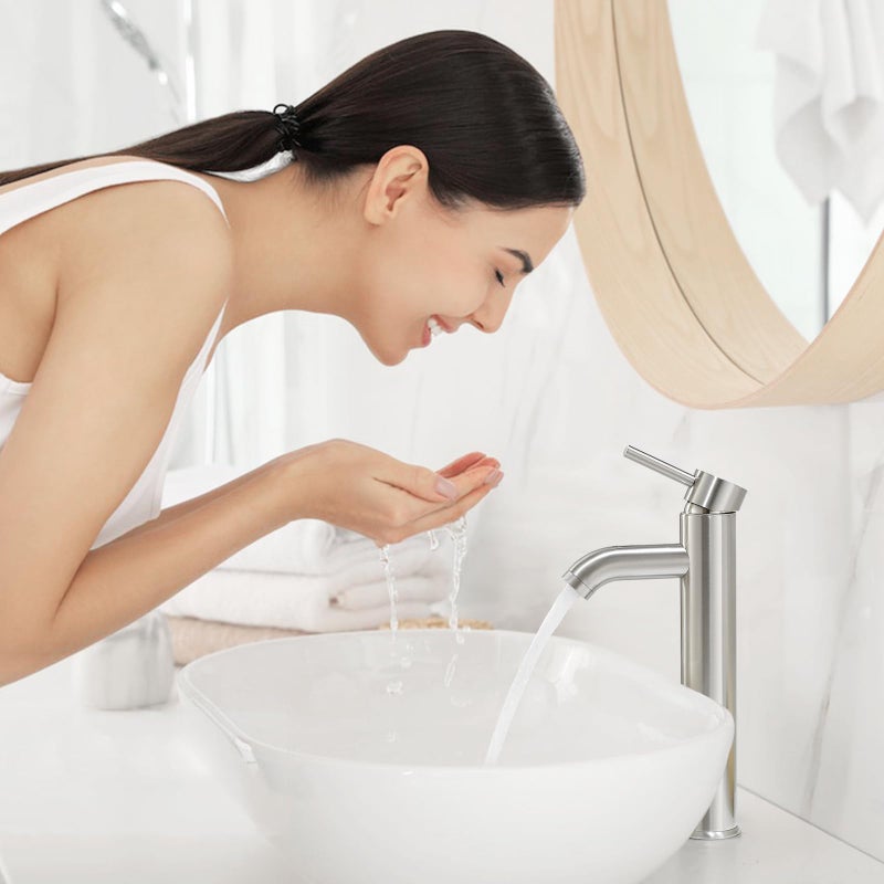 VOTON Vessel Sink Faucet Chrome Modern Tall Bathroom Faucets Single Handle One Hole Rv Vanity Lavatory Bathroom Sink Faucet - Image 5